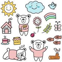 Cartoon cute baby bear seamless pattern vector