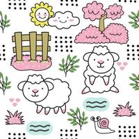 Cute baby sheep cartoon pattern vector