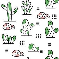 Cute cactus cartoon seamless pattern vector