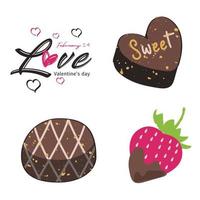 Colorful chocolates and Valentine's Day elements vector