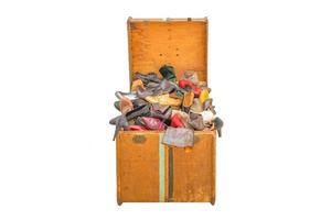 Large trunk with many different types shoes photo