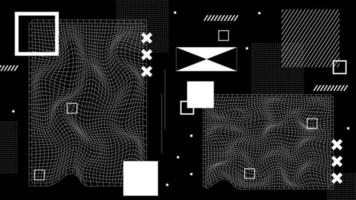 fondo de arte generativo abstracto plano con composición geométrica neo memphis. ilustración conceptual de las tecnologías cyberpunk de alta tecnología del futuro. plantilla de fondo de estructura metálica vector