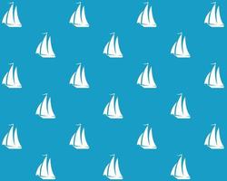 White silhouette of a sailboat on a blue background vector