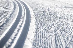 Nordic ski run with tracks for classic technique and free skating technique photo