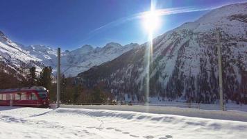 swiss mountain train bernina express cross alps video