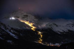 Night skiing in Engadine valley swiss photo