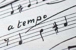 Detail of notes on perishing with a tempo indication photo