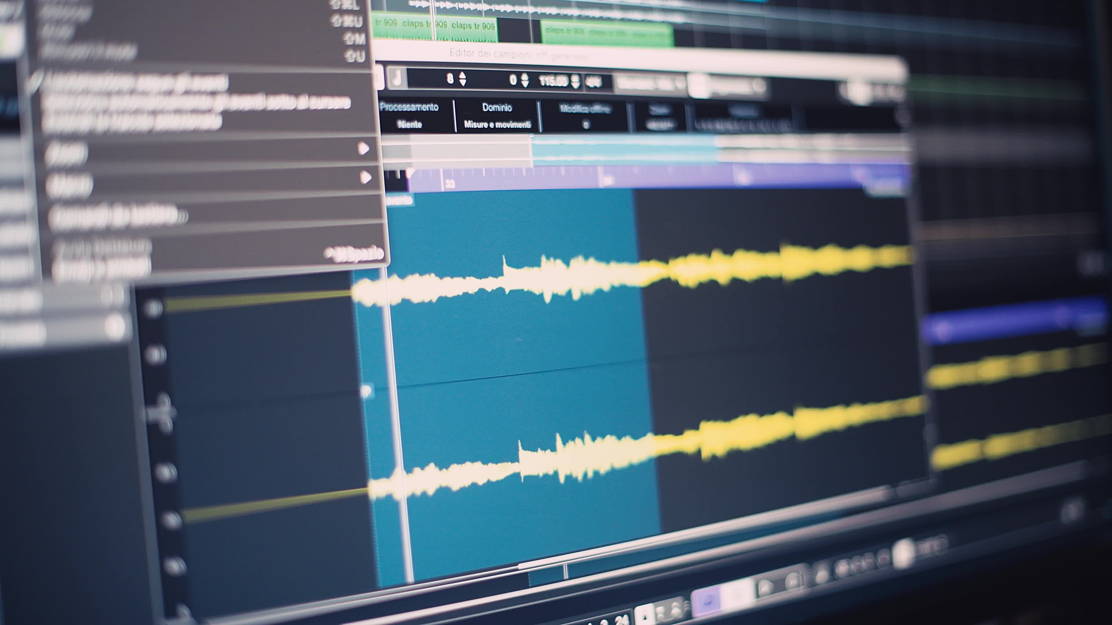 Detail of computer monitor undergoing audio file editing work 5254836