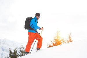 Randonnee ski trails alone in the alps photo