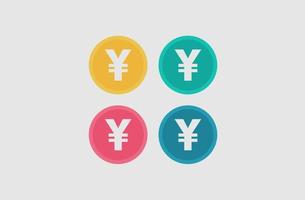 Simple yuan currency illustration vector. with 4 different colors vector