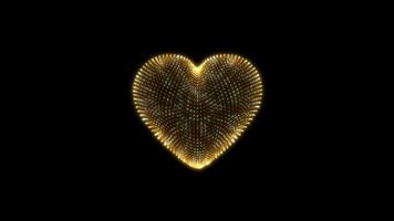 3D heart of golden blinking glow wire video