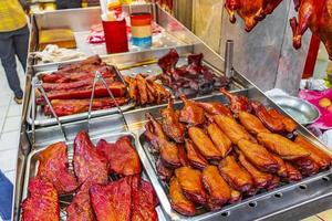 Thai Chinese street food meat selection China Town Bangkok Thailand. photo