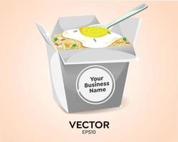 fried rice in a very delicious package with a half boiled egg on top, can be used for your business and can be entered in your business logo. vector