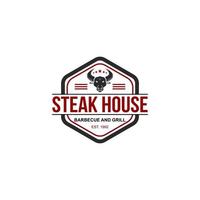 Steakhouse and BBQ logo template. Vintage barbecue emblems,  emblems, Restaurant labels, vector
