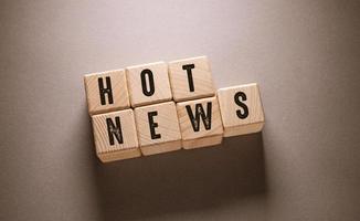 Hot News Word with Wooden Cubes photo