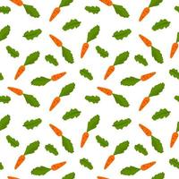 Vector seamless pattern with hand drawn cartoon carrot and lettuce leaf