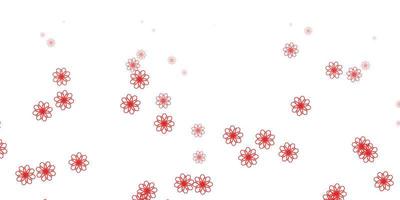 Light Red vector doodle background with flowers.