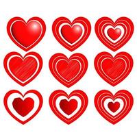 Heart set for Valentine days Red color vector