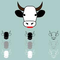 Cow face different colour icon. vector