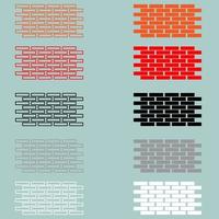 Wall of brick red orange black grey white. vector