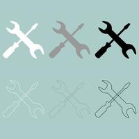 Screwdriver and spanner wrench icon. vector