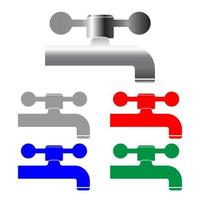 Tap set icon grey red blue green color vector