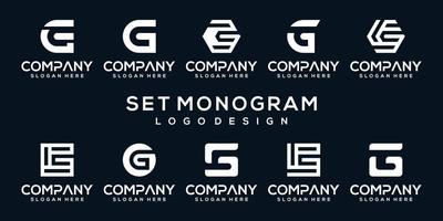 conjunto de plantilla de logotipo de carta de monograma de colección vector