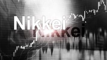 Black and white. BW. Nikkei 225 Stock Average Index. Financial Business Economic concept photo