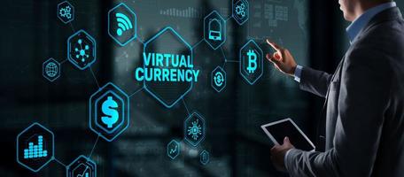 concepto de inversión de cambio de moneda virtual. fondo de tecnología financiera foto