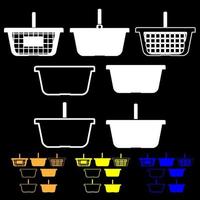 Basket for shopping white orange yellow blue  color vector