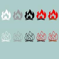 Bonfire white grey black red grey icon. vector