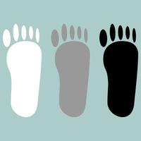 Footprint white grey black icon. vector