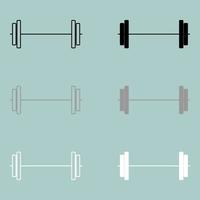 Barbell black grey white icon. vector