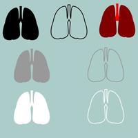 Lungs red black grey white icon. vector