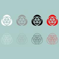 Rose white grey black red icon. vector