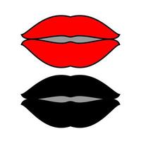 Lips set  icon red and black vector