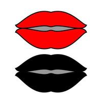 Lips set  icon red and black vector