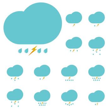 nubes con las gotas puestas en azul vector