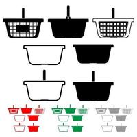 Basket for shopping black red green grey color vector