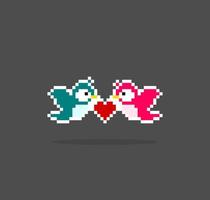 pájaro de pareja de píxeles de 8 bits. activos de juegos de animales en ilustración vectorial.