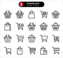 Shopping cart icons set vector isolated on white background