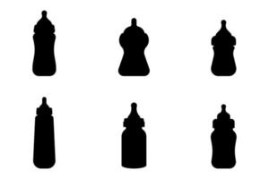 Baby bottle silhouette set isolated on white background vector