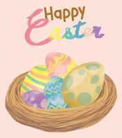 Easter Eggs in bird's nest vector