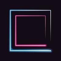 Neon square frame background. Blue and pink light moving design template. Vector illustration