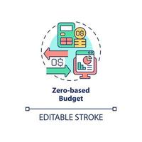 Zero-based budget concept icon. Corporate budgeting approach abstract idea thin line illustration. Isolated outline drawing. Editable stroke. Roboto-Medium, Myriad Pro-Bold fonts used vector