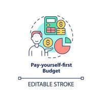 Pay-yourself-first budget concept icon. Reverse budgeting approach abstract idea thin line illustration. Isolated outline drawing. Editable stroke. Roboto-Medium, Myriad Pro-Bold fonts used vector