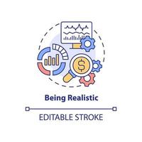 Being realistic concept icon. Company budgeting. Financial plan abstract idea thin line illustration. Isolated outline drawing. Editable stroke. Roboto-Medium, Myriad Pro-Bold fonts used vector