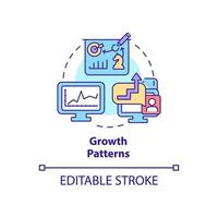 Growth patterns concept icon. Business tools advantage abstract idea thin line illustration. Product development. Isolated outline drawing. Editable stroke. Roboto-Medium, Myriad Pro-Bold fonts used vector