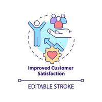 Improved customer satisfaction concept icon. Business tools advantage abstract idea thin line illustration. Isolated outline drawing. Editable stroke. Roboto-Medium, Myriad Pro-Bold fonts used vector