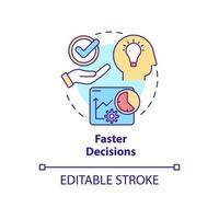 Faster decisions concept icon. Business tool benefit abstract idea thin line illustration. Improve decision making. Isolated outline drawing. Editable stroke. Roboto-Medium, Myriad Pro-Bold fonts used vector